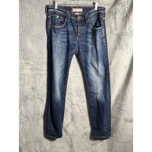 Hamur Denim Mens Straight Leg Jeans Medium Wash Blue Button Fly 33x31
Inseam